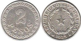монета Парагвай 2 песо 1925