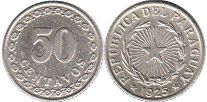 монета Парагвай 50 сентаво 1925