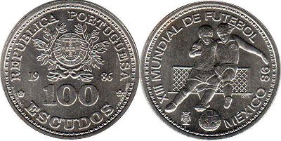 монета Португалия 100 эскудо 1986