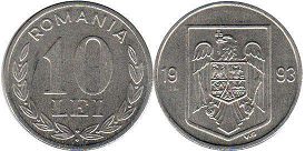 монета Румыния 10 лей 1993