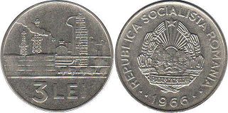 монета Румыния 3 леи 1966