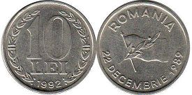 монета Румыния 10 лей 1992