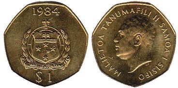 монета Самоа 1 тала 1984