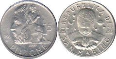 монета Сан-Марино 5 лир 1996