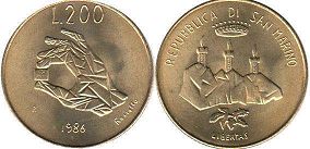 монета Сан-Марино 200 лир 1986