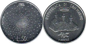 монета Сан-Марино 50 лир 1986
