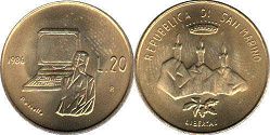 монета Сан-Марино 