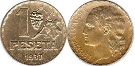монета Испания 1 песета 1937