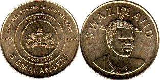 монета Свазиленд 5 эмалангени 2008