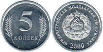 монета Приднестровье 5 копеек 2000