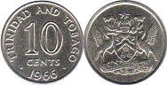 монета Тринидад и Тобаго 10 центов 1966
