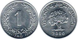 монета Тунис 1 миллим 2000