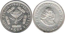 монета ЮАР 5 центов 1963