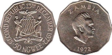 монета Замбия 50 нгве 1972