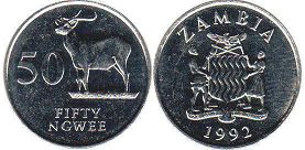 монета Замбия 50 нгве 1992
