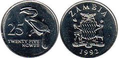 монета Замбия 25 нгве 1992