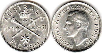 монета Австралия 1 флорин 1951