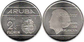 монета Аруба 2,5 флорина 1986