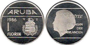 монета Аруба 1 флорин 1986