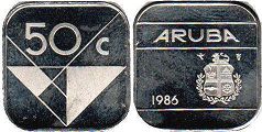монета Аруба 50 центов 1986