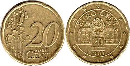 монета Австрия 20 евро центов 2003