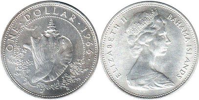 монета Багамы 1 доллар 1966