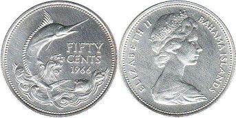 монета Багамы 50 центов 1966