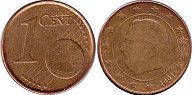 монета Бельгия 1 евро цент 2001