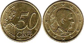монета Бельгия 50 евро центов 2014
