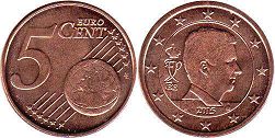 монета Бельгия 5 евро центов 2015