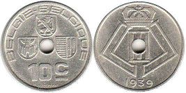 монета Бельгия 10 сантимов 1939