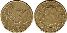 монета Бельгия 50 евро центов 2004