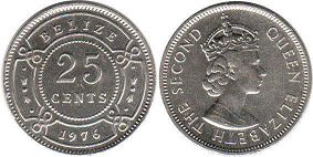 монета Белиз 25 центов 1976