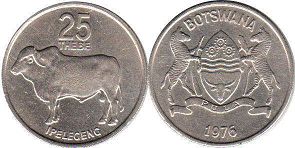 монета Ботсвана 25 тхебе 1976