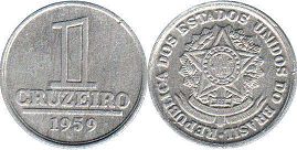 монета Бразилия 1 крузейро 1959