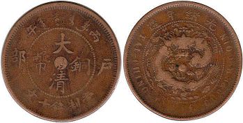 монета Китай 10 кэш 1906