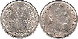 монета Колумбия 5 сентаво 1935