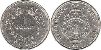 монета Коста-Рика 1 колон 1977