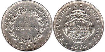 монета Коста-Рика 1 колон 1974