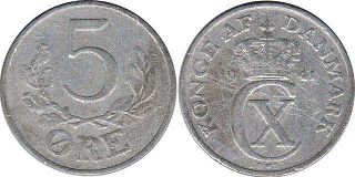 монета Дания 5 эре 1941