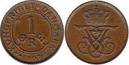 монета Дания 1 эре 1907