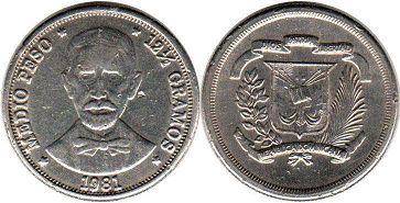 монета Доминиканская Республика 1/2 песо 1981