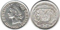 монета Доминиканская Республика 10 сентаво 1953