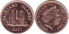 монета Фолклендские Острова 1 пенни 2011