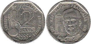 монета Франция 2 франка 1995