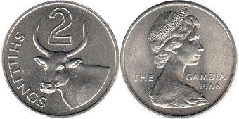 монета Гамбия 2 шиллинга 1966