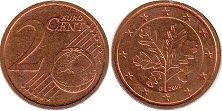 монета Германия 2 евро цента 2002