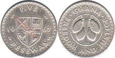 монета Гана 5 песев 1967