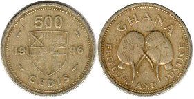 монета Гана 500 седи 1996