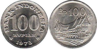монета Индонезия 100 рупий 1973